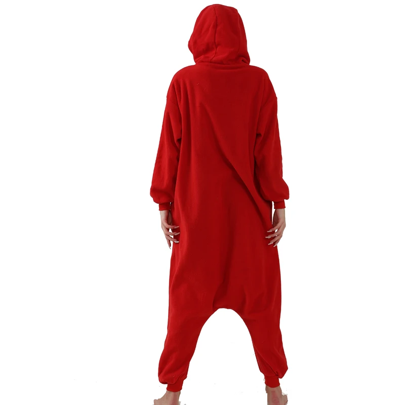 Fleece Jumpsuit for Women Onesie for Adult Pajamas Halloween Cosplay Costume Christmas Elmo One-Piece Sleepwear Party All in One