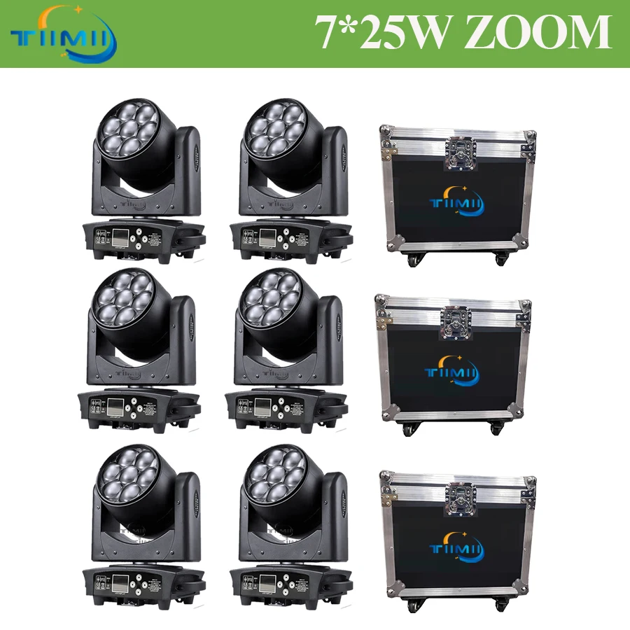 

Hot 3Case 6Pcs Moving Bee Eye Zoom 7x25W Rgbw 4In1 Bee Eye Led Beam EffectQuad Dmx Wash moving head light bee eye Stage Light DJ