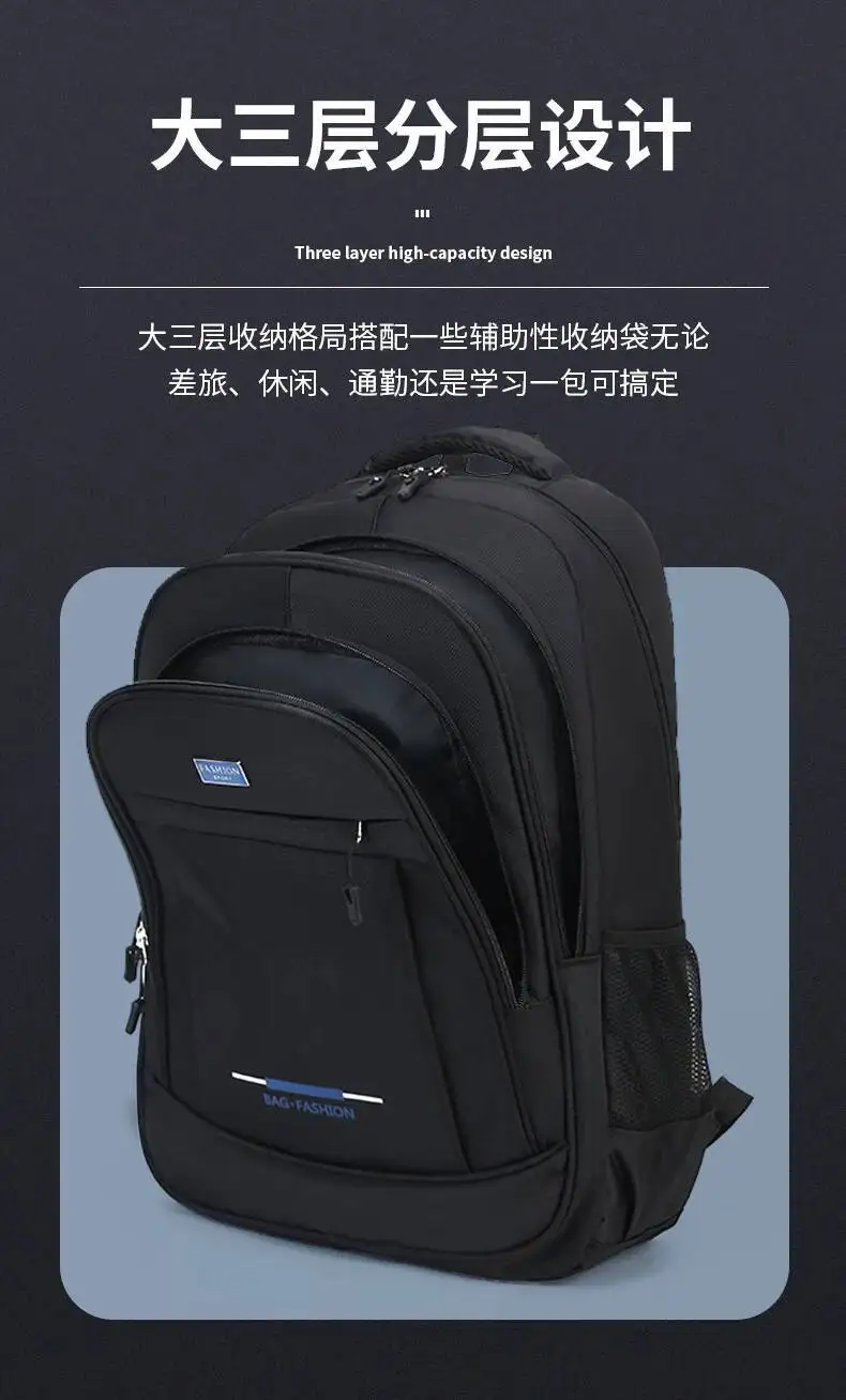 Textur Business Leichter College-Studenten-Reise-Pendler-Casual-College-Schultertaschen Mehrschichtiger Rucksack Herren-Rucksack – Detail 9