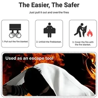 Pack Of 2 Fire Blanket Fiberglass Fire Emergency Rescue Shelter Flame Retardant Escape Survival Safety Cover 4