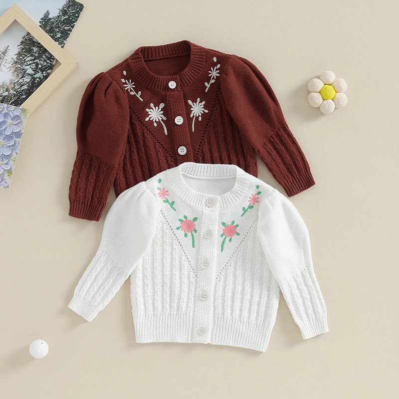 

Baby Knitted Cardigan Sweaters Baby Toddler Clothing Newborn Flower Embroidery Sweaters Kids Baby Girl Clothes Winter