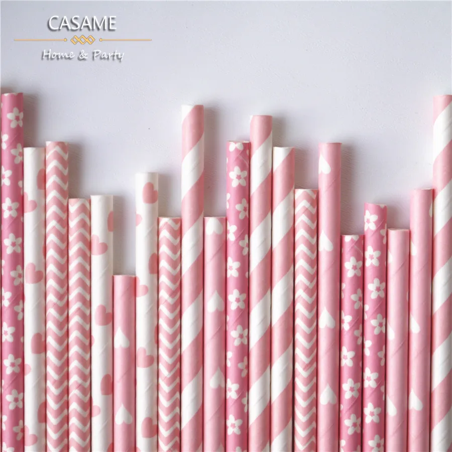 Eco-Friendly Rainbow Striped Paper Straws