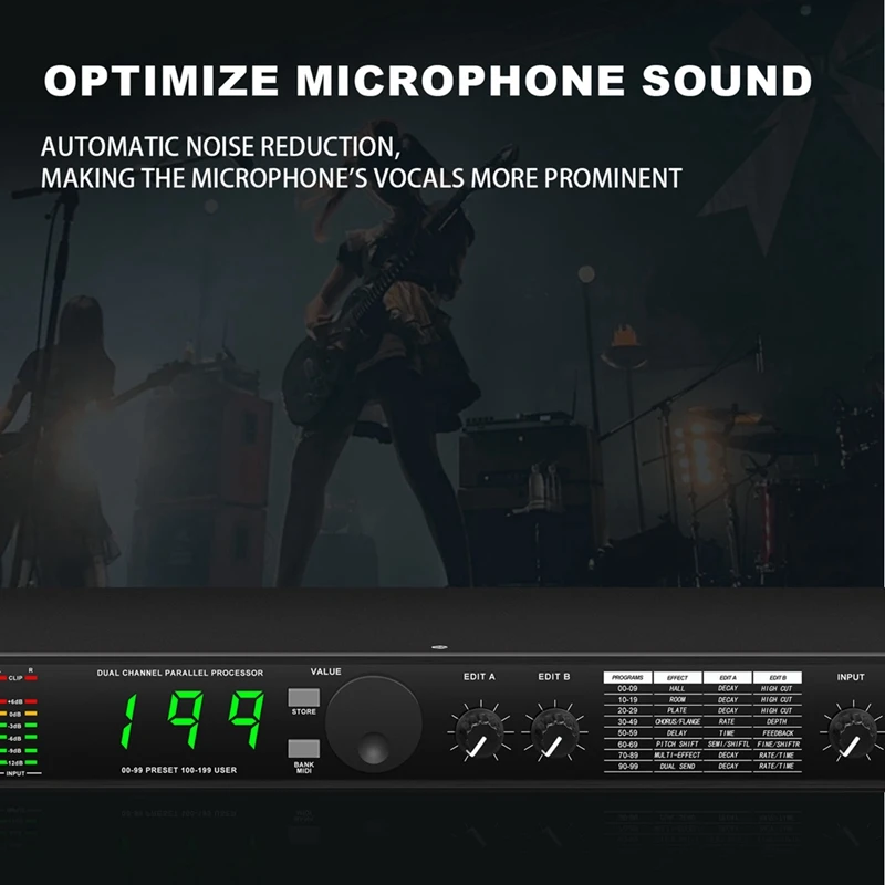 Professional Digital Reverberation Multi Effect DSP Processor Audio Processor Equalizer Durable Easy Install EU PLUG