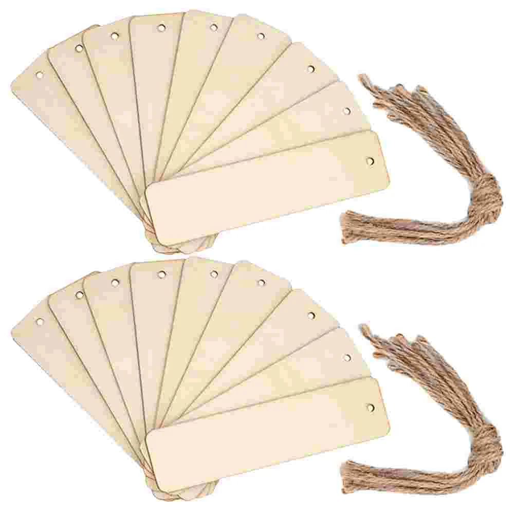 

20 Pcs Wooden Blank Bookmark Bookmarks for Painting Gift Rectangle DIY Rope