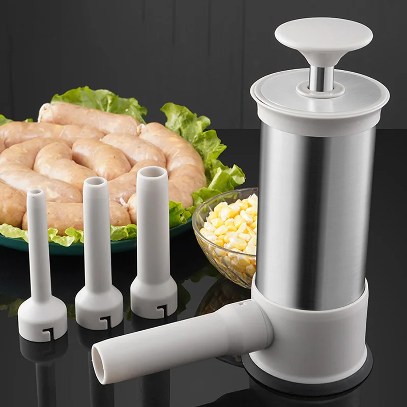 Sausage stuffer Stainless Steel Sausage Meat Stuffer Horizontal Sausage Maker Homemade Kitchen Meat Maker Tool Filler