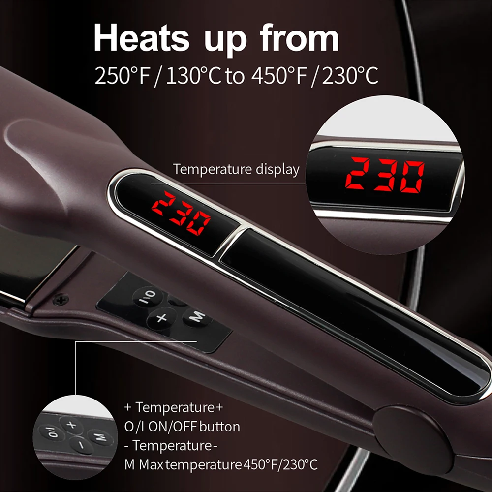 MADAMI Hair Straightener and Curler 230°C Ceramic Coating Floating Plate Quick Heating Hair Flat Iron For Salon Tools 220V-240V 3