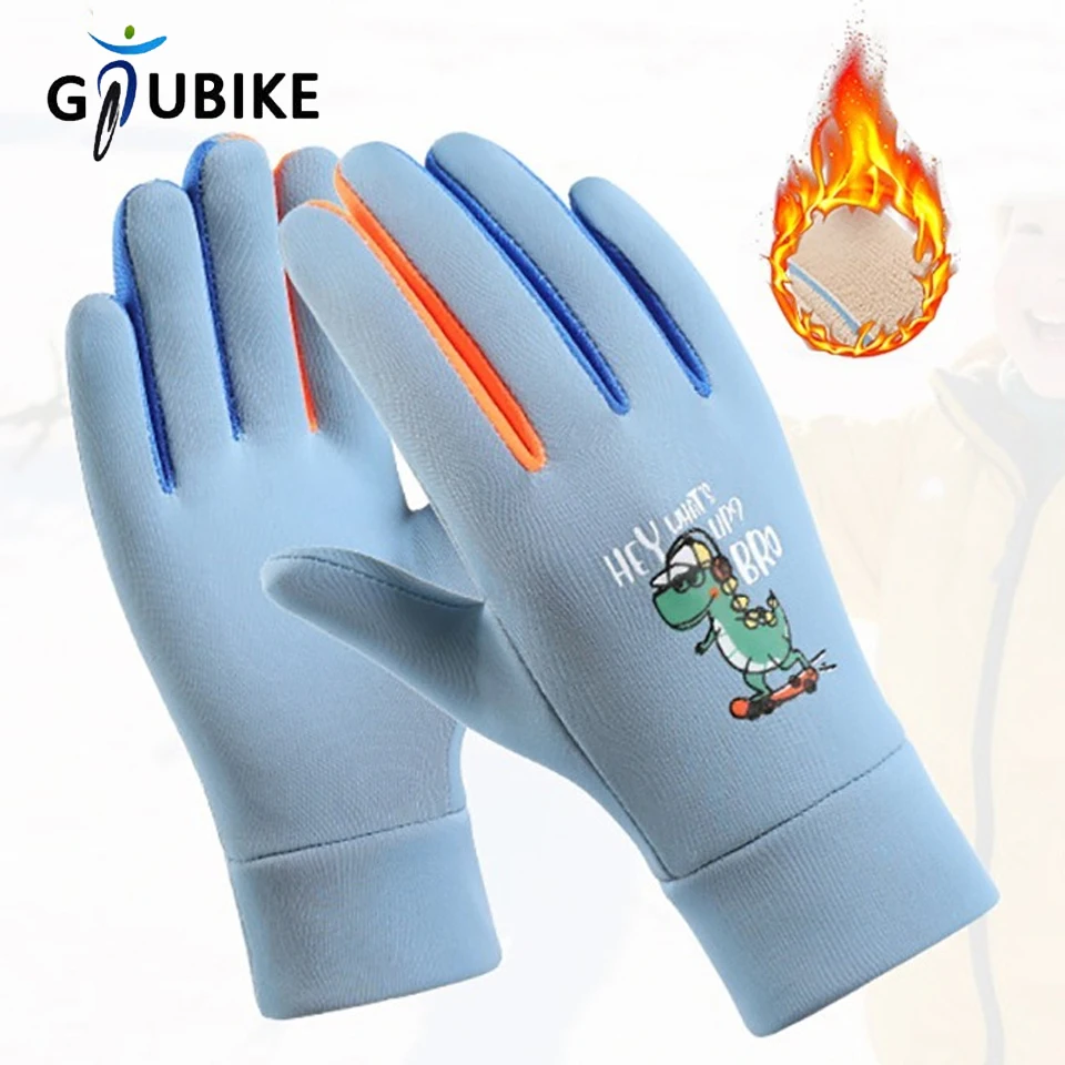 Winter Children's Gloves GTUBIKE Cartoon Dinosaur Cycling Kids Warm Sports Skiing Windproof Waterproof Boys Girls