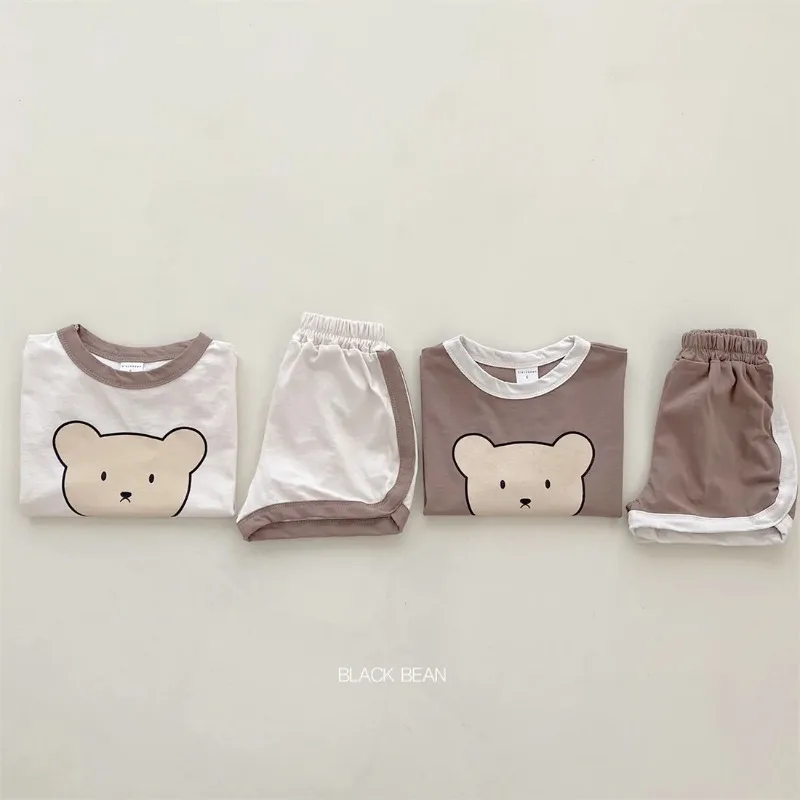 2PCS Children Clothing Fashion Suit Children's Sets Summer Cotton T-Shirts Shorts Boys Girls Short Sleeve Kids Clothes for Baby