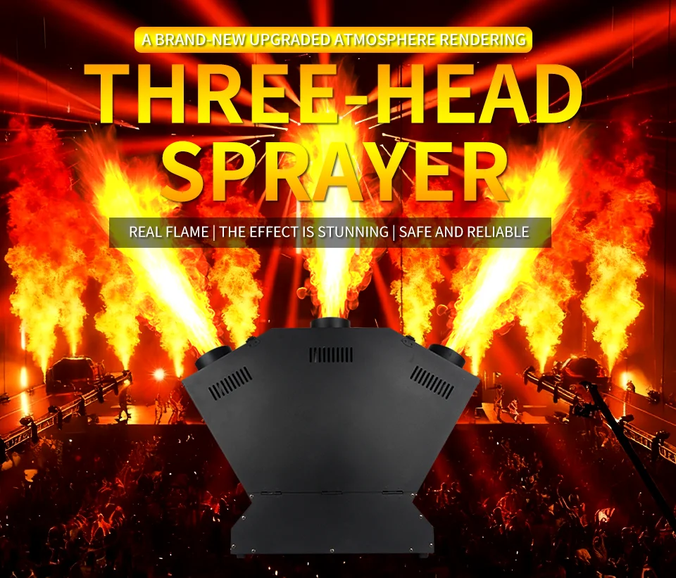 200W 3 Head Sprayer Fire Machine DMX Control DJ Stage Flamethrower 3 Heads Elect