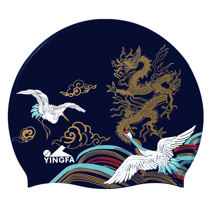 【YINGFA】Printed Silicone Swimming Cap, High Toughness Universal Swimming Cap, Professional Watersport Hat Suitable For Men Women 5