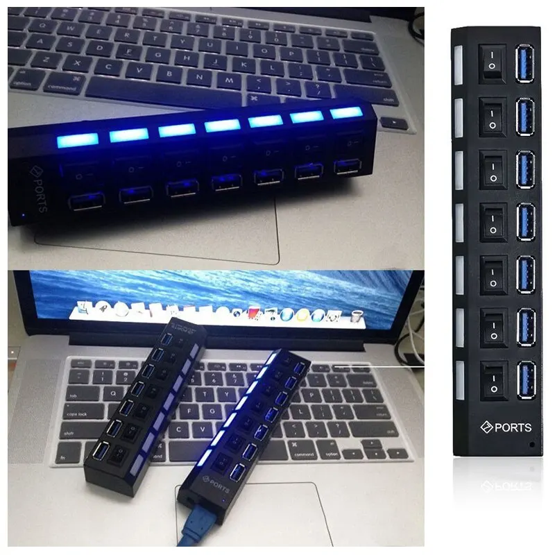 Switch Extension Hub 7-port USB2.0 Hub Computer USB Extension One Drag Seven USB2.0 Splitter PC Laptop Desktop usb hub