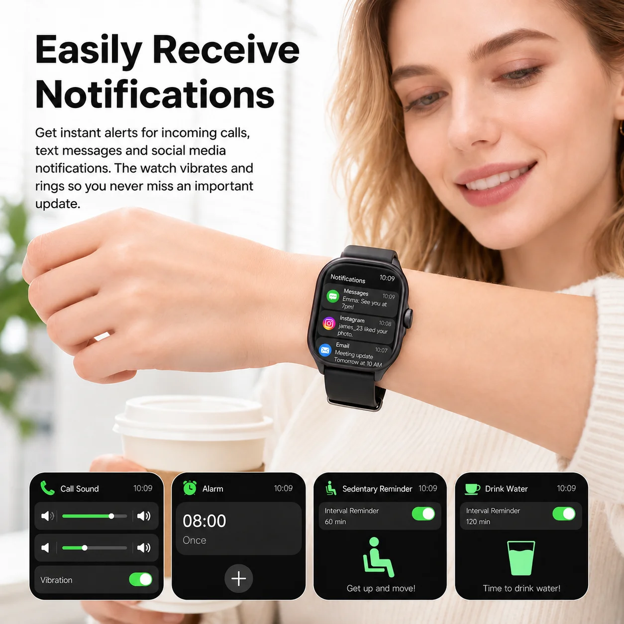 New Smart Watch Bluetooth Calling 1.88" HD Screen Fitness Tracker Raise to Wake Sleep Monitor Multi Sport Modes DIY Watch Face