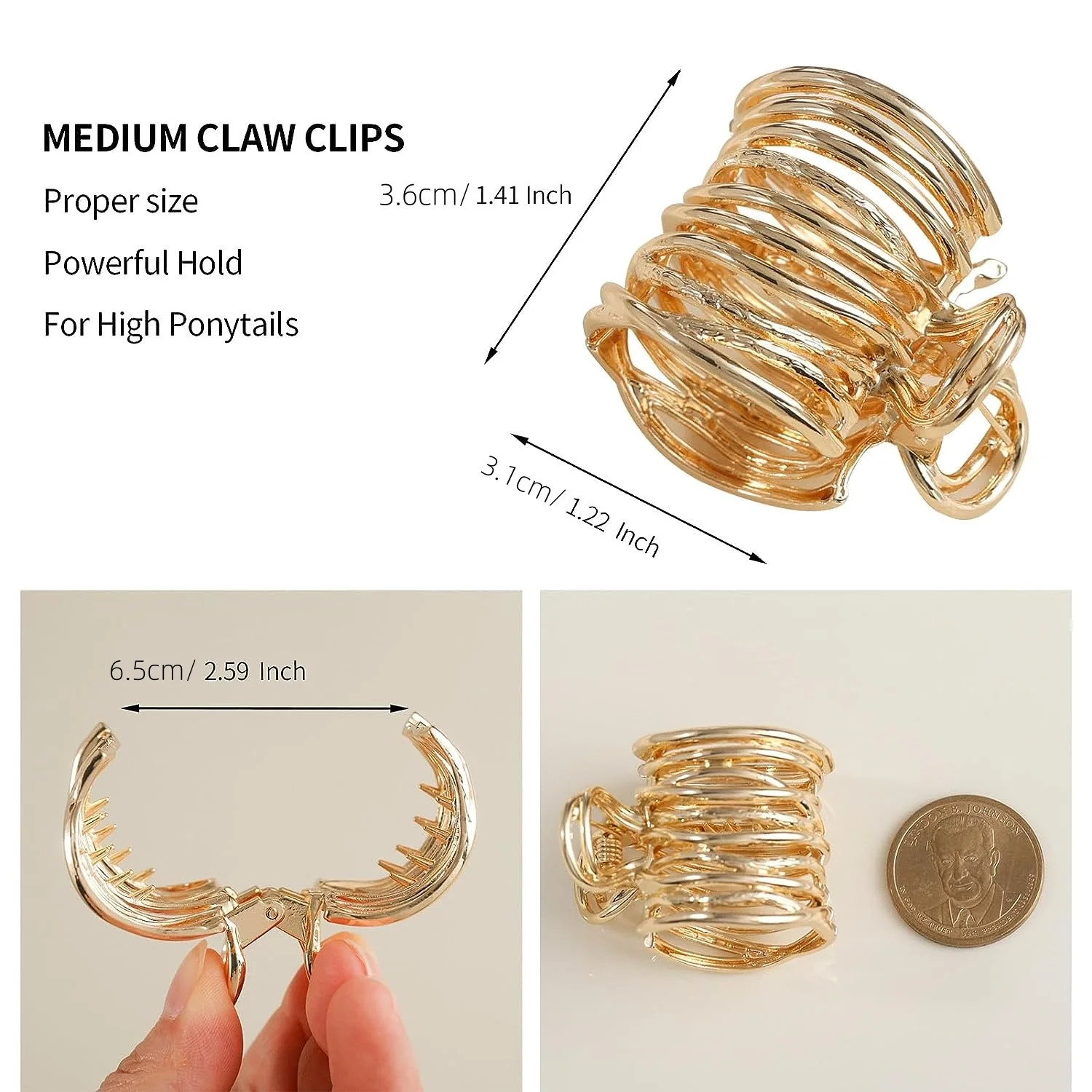 Mode Gold Farbe Hohl Geometrische Haar Clips Metall Haar Klaue Kreuz Haarspange Stirnband Haarnadel Haar Krabben Frauen Haar Zubehör – Detail 4