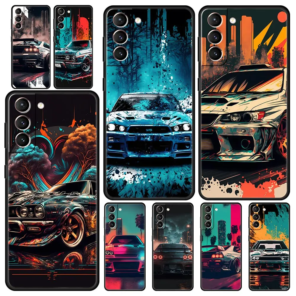 

Sports Car JDM Tokyo drift Soft Phone Case For Samsung Galaxy S23 S22 S20 Ultra S21 FE 5G S10 S9 Plus S10E S8 Note 20 TPU Cover