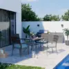 5 Piece Patio Dining Set, Green, Weather Resistant PE Rattan Table and Chairs, Comfortable Cushions, Easy Maintenance 2