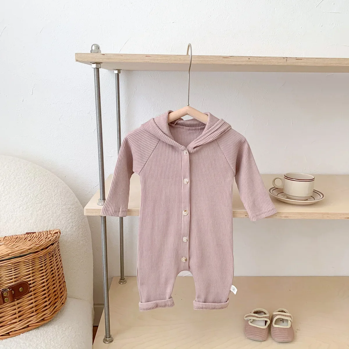 Baby Girl Outfit Korean Style Cotton Romper Suit Rabbit Shaped Design Autumn Clothes Crawling Suit Foot Covering for Babies