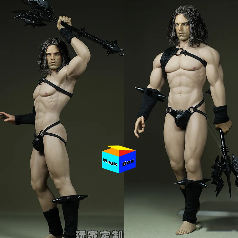 

Custom 1/6 Male Soldier Assassin Barbarian Leather Shoulder Strap Short Top Black Triangle Underwear Fit 6" Action Figure Body