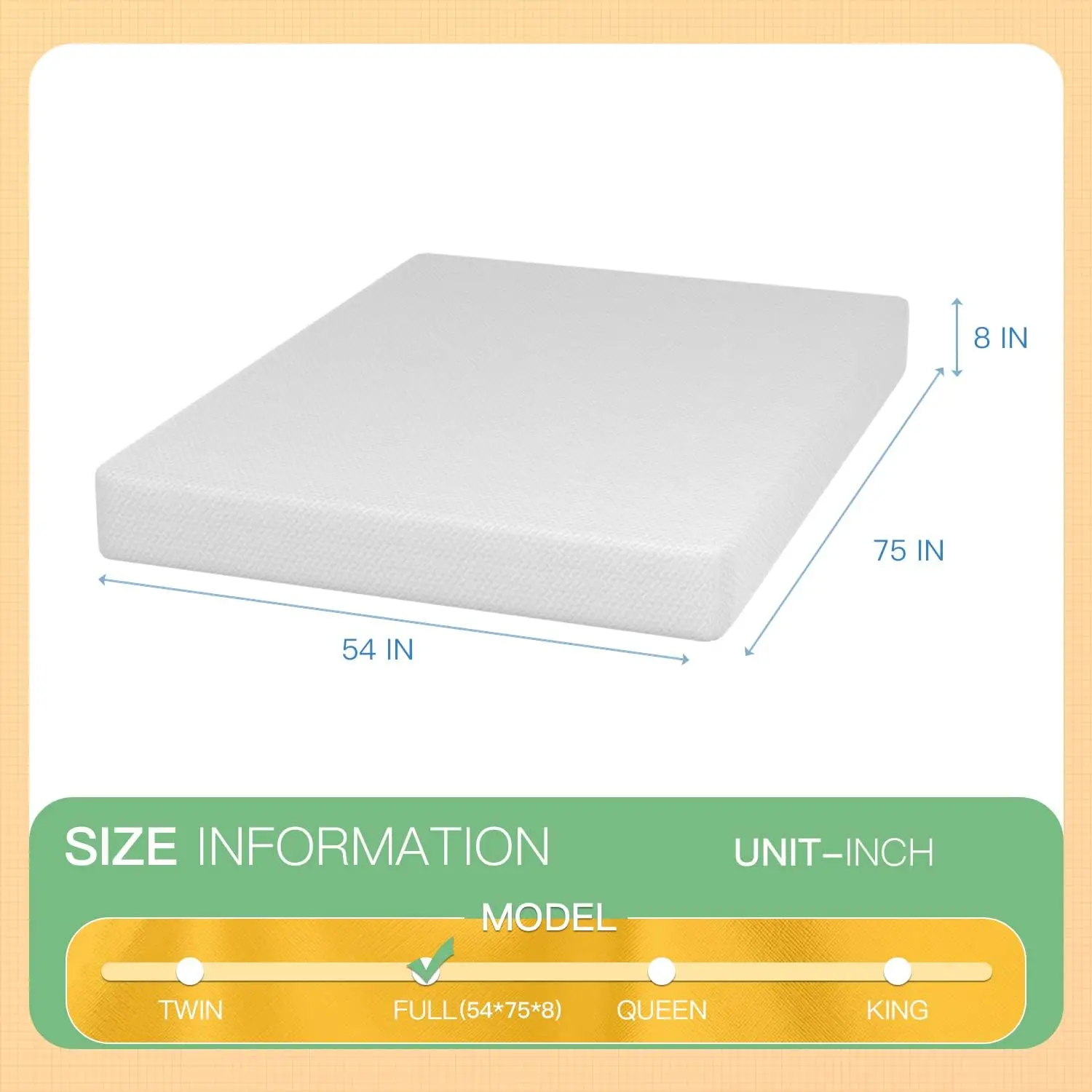 8 inch Memory Foam Mattress Cooling Gel Green Tea Infused Mattress,Fiberglass Free,Sleep Supportive & Pressure Relief
