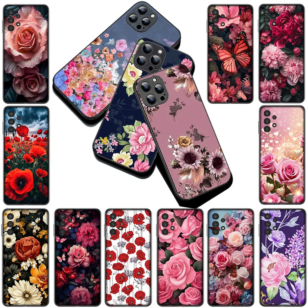 Elegant Red Rose and Pink Peony Floral Phone Case