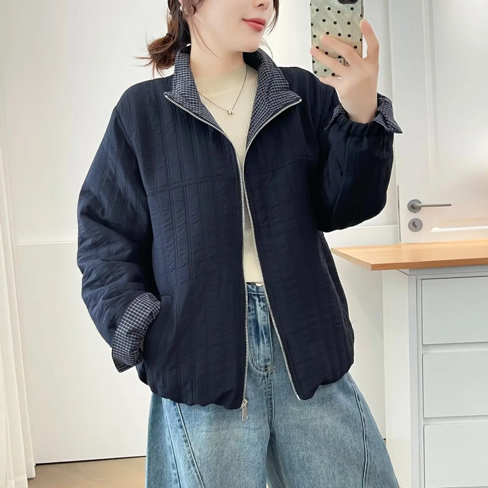 XXXXL Fashion Plus Size Women's Parkas 2025 Winter New Korean Style Thickened Fake two-piece Padded Jacket Warm Coat 936