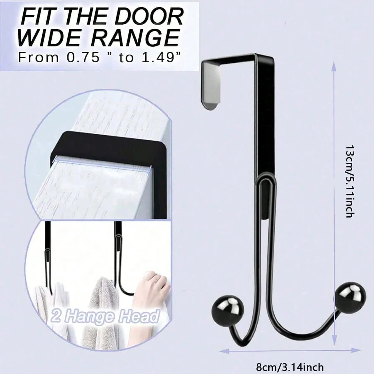 1pc iron simple door hook, nail free wardrobe metal craft jacket multifunctional double head hook