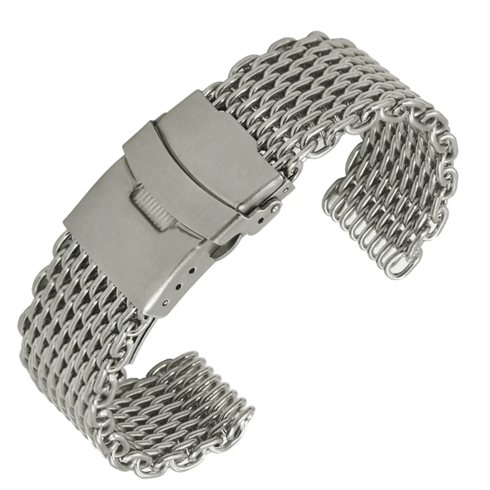 

20 Mm Shark Mesh Watch Band Stainless Steel Watchbnad Watchband Strap Men's Man