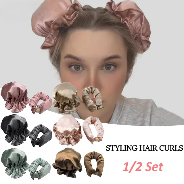1/2 ensembles tige à friser sans chaleur boucles en soie sans chaleur bigoudi bigoudis bandeau de couchage paresseux bigoudis femmes outils de coiffure 1