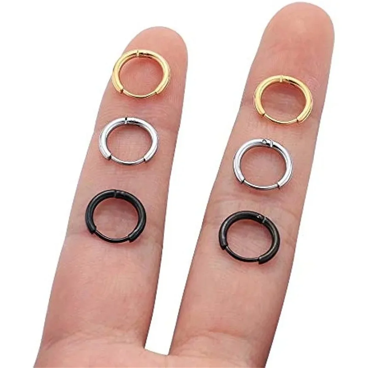 2 Pezzi In Acciaio Inossidabile Huggie Piccoli Orecchini A Cerchio Per Le Donne Piccolo Cerchio Rotondo Punk Unisex Rock Orecchino Cartilagine Gioielli Penetranti - Foto 10