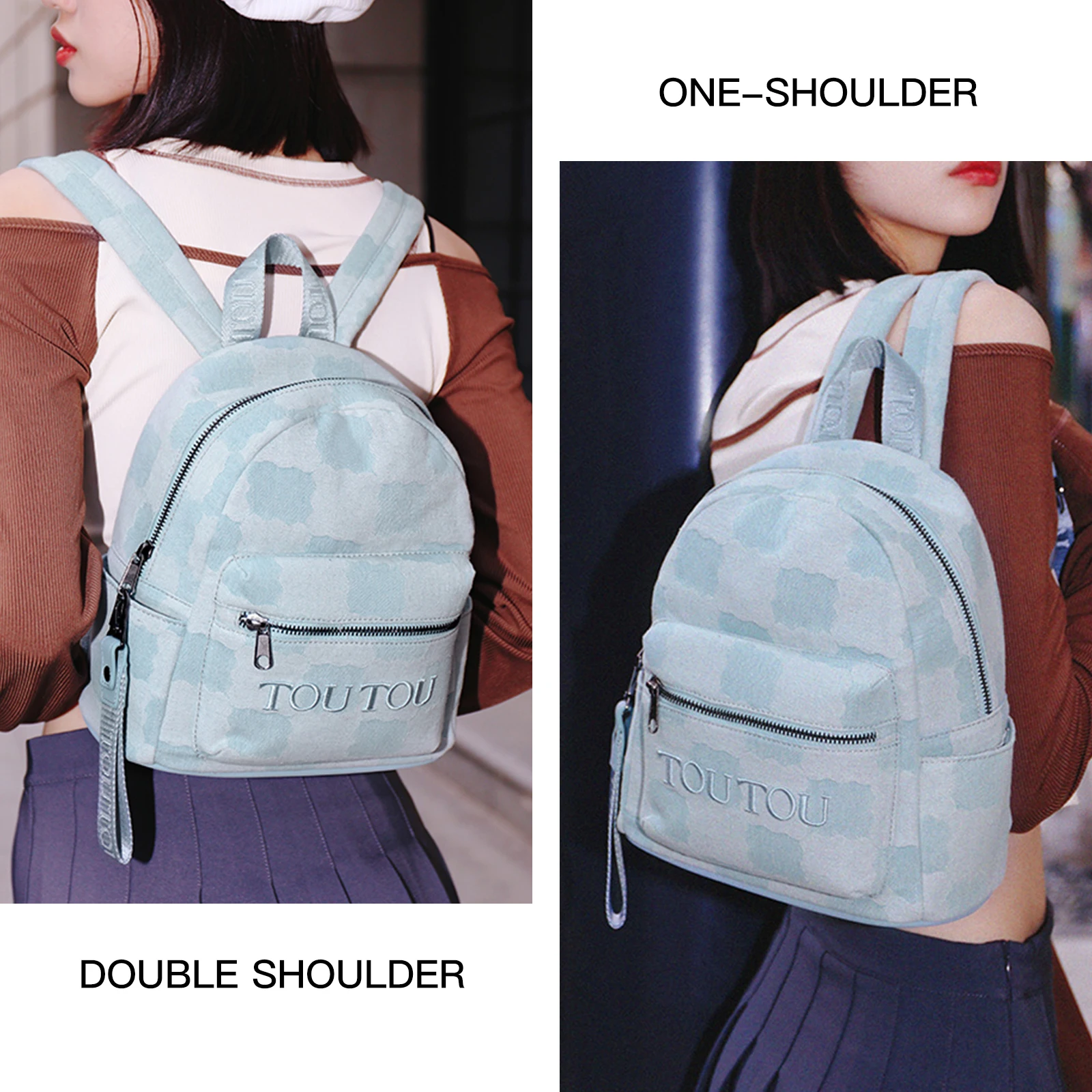 TOUTOU Simple Zipper Backpack, Versatile Bookbag With Adjustable Strap, Casual Solid Color School Bag