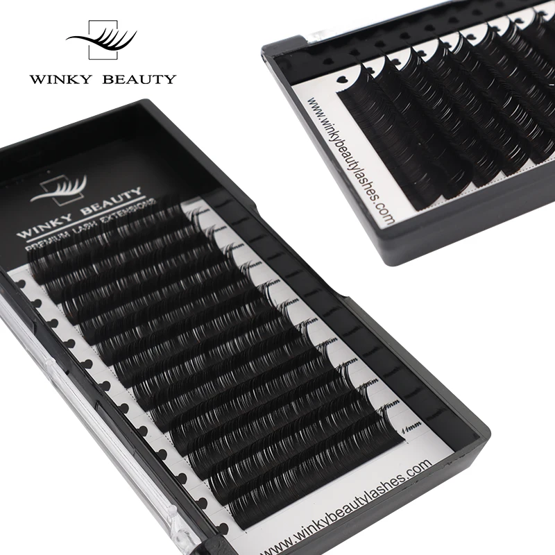 

Winky Beauty 12lines 8-15mm Mixed Eyelash Extension Matte Black Synthetic Mink Soft False Eyelashes Custom Private Label Accept