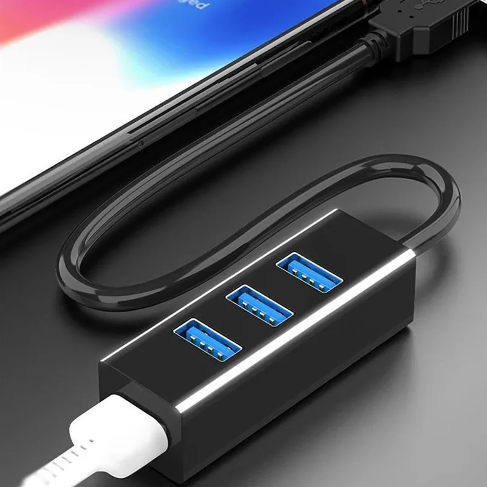 Compact 4-Port USB 2.0 Hub with Power Adapter
