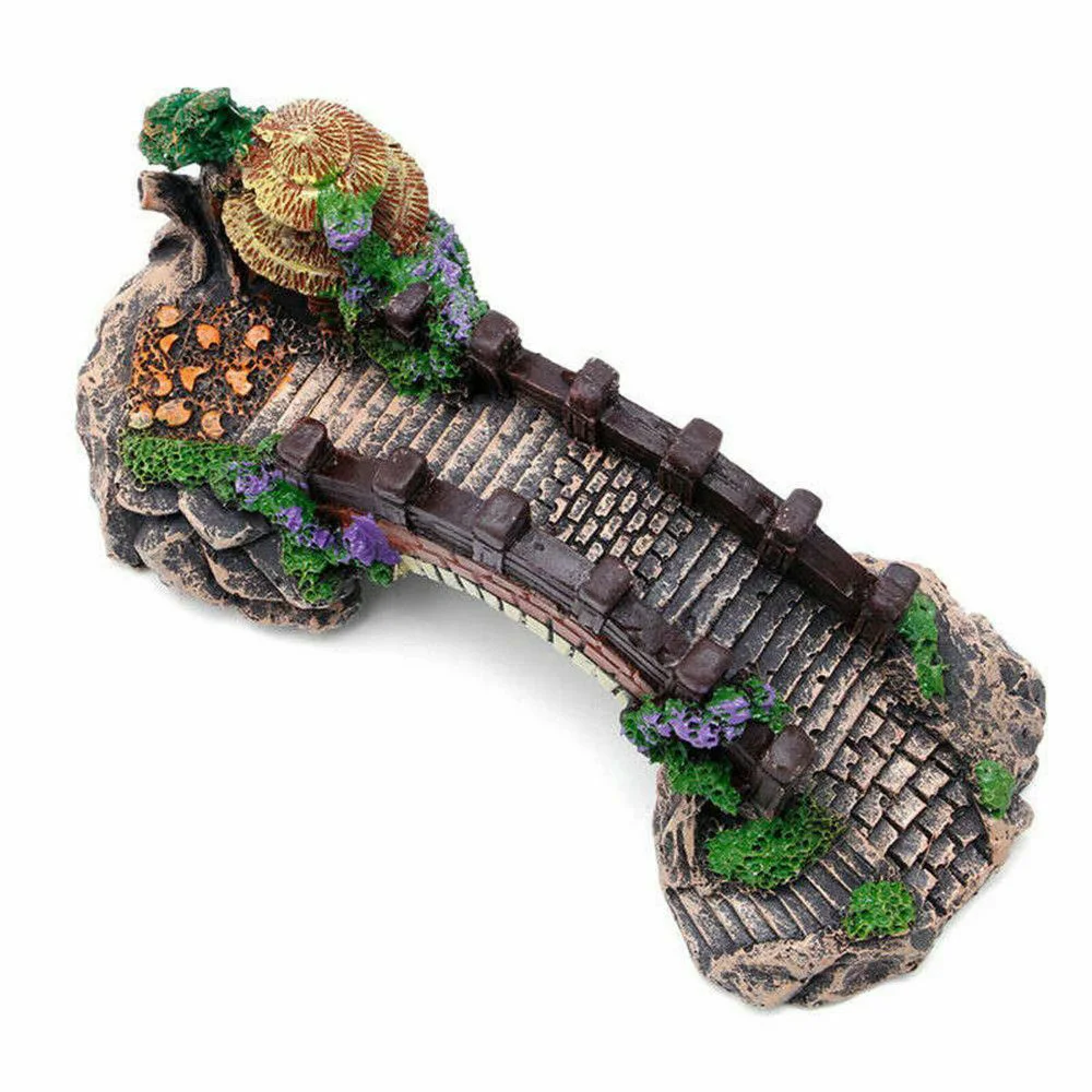 Title 5, Artificial Bridge Fish Tank Ornament Resin Aqua...