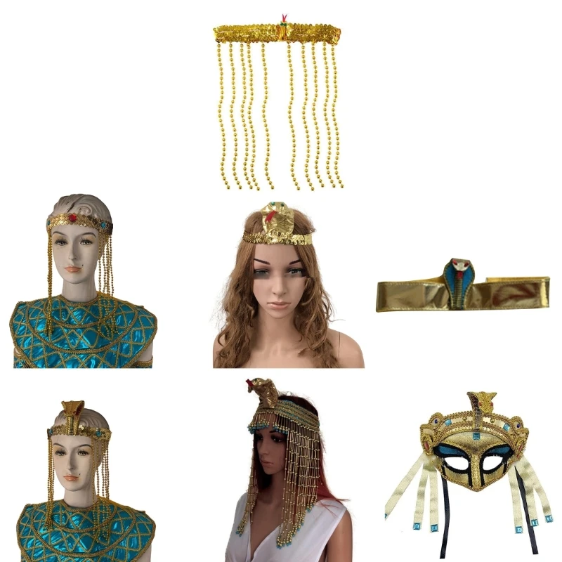 

Забавная повязка для волос с блестками, косплей, королева Египта для Хэллоуина, косплей