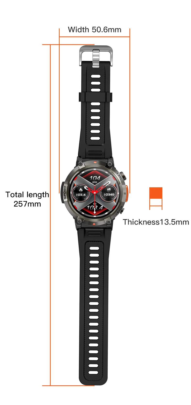 Sports smartwatch Fitness tracker for Men With Flashlight, Blood Pressure | IP67 Waterproof for Android IOS