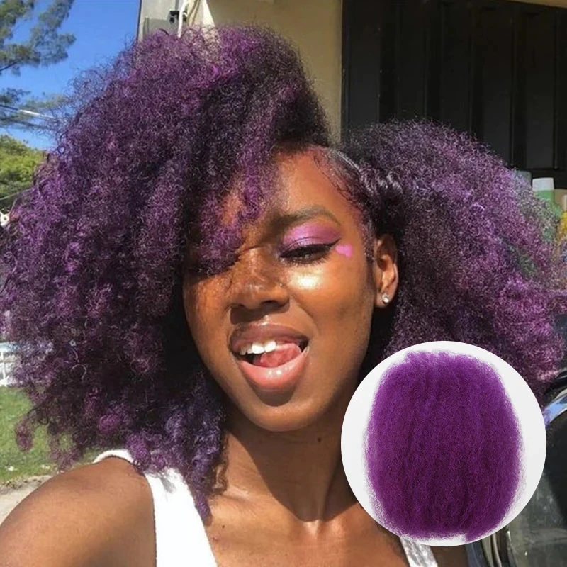 Rebecca Brasiliano Nuovo Colore Viola Afro Crespo Capelli Umani Sfusi Per Intrecciare Dreadlock Sale Pepe Grigio Capelli Remy Afro Crespi Bulk