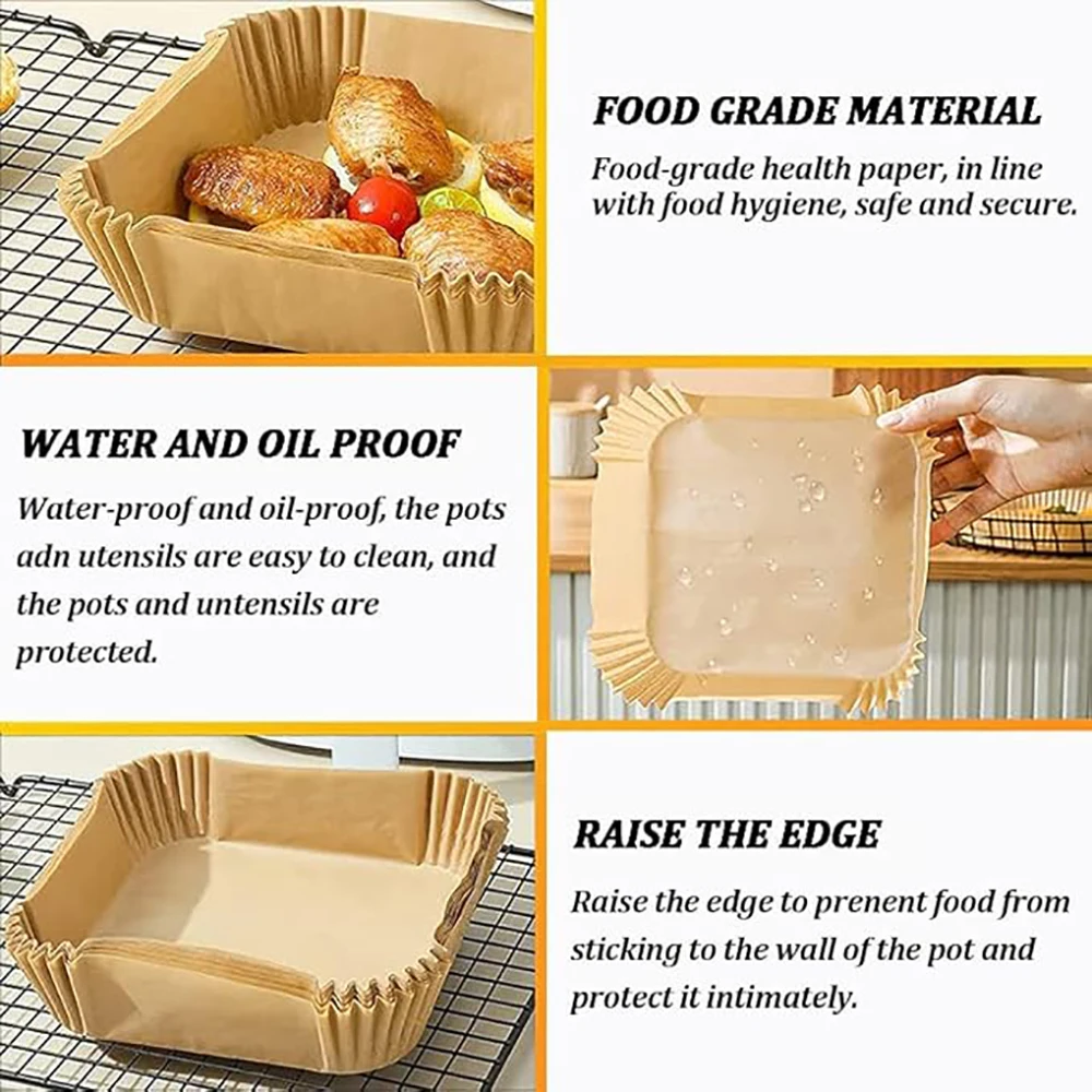 Non-stick Airfryer Disposable Paper Liner for 6-10Qt Cooking Steamer Basket 9Inch Air Fryer Special Baking Paper,air fryer paper,disposable air fryer liners,air fryer accessories