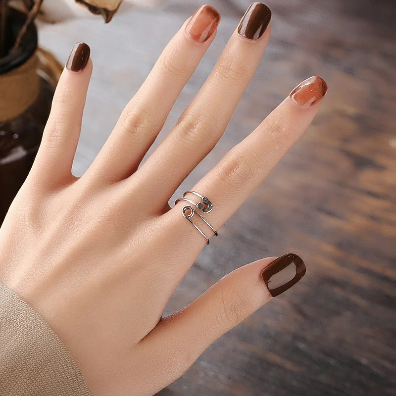 925 Sterling Silver Rings retro personality paper clip Opening Rings For Women Wedding Party Fine Jewelry DA2587
