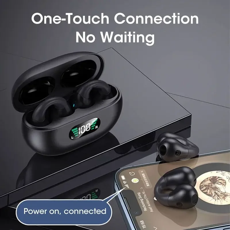 TWS for Ambie Wireless Earphones Bluetooth 5.3 Headphones Bone Conduction Headset Sport Earbuds Sound Earcuffs 1:1 Ear Earring