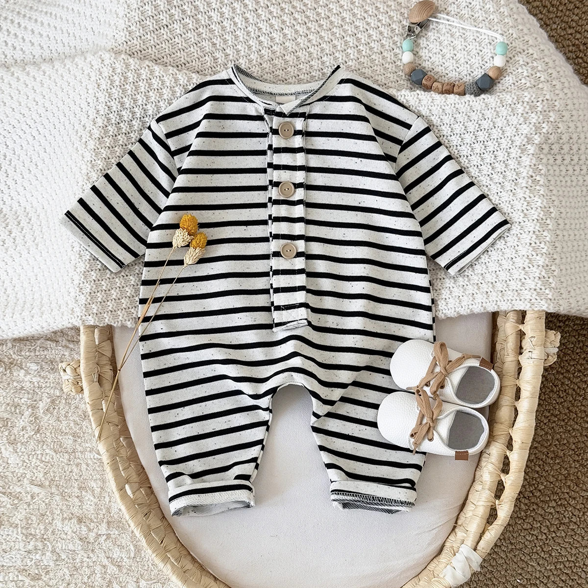 Frühling Herbst Neue Baby Kleidung Eis Popcorn Französisch Frites Drucken Gestreiften Overall Neugeborenen Baby Strampler Alter 1-18 monate Kinder – Detail 16
