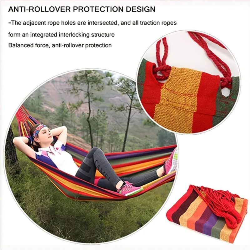 Hammocks Outdoor Camping Hammocks Portable Canvas Hanging Sleeping Bed Swing Chair For Garden Patio Backyard Anti Rollover