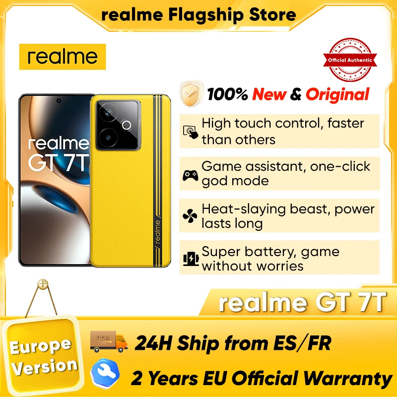 realme GT 7TSmartphone 5G 2025 Nuovo Mediatek 8400-Max 7000Mah Titan Batteria 120W Ultra Charge 6.8'' 120Hz Display Versione globale