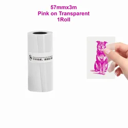 Compact Thermal Printer with Self-Adhesive Paper - Portable for Home, Office, Study, and Work (1 Roll Pink On Clear)