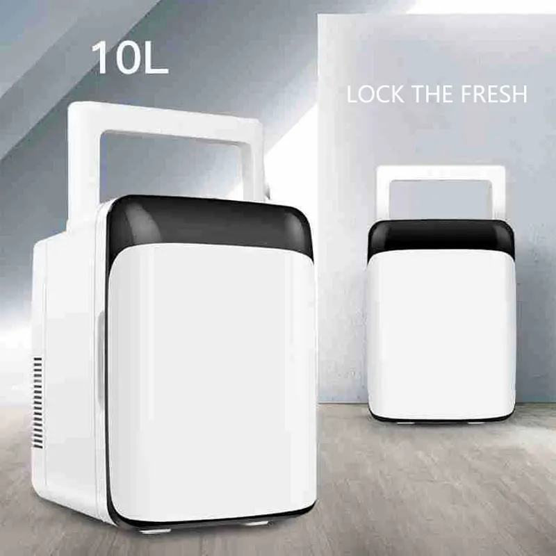 10L Car Mini Small Refrigerator Freeze Heating Dual Use Household Car Picnic Refrigeration Portable Small Refrigerator 12V 220V