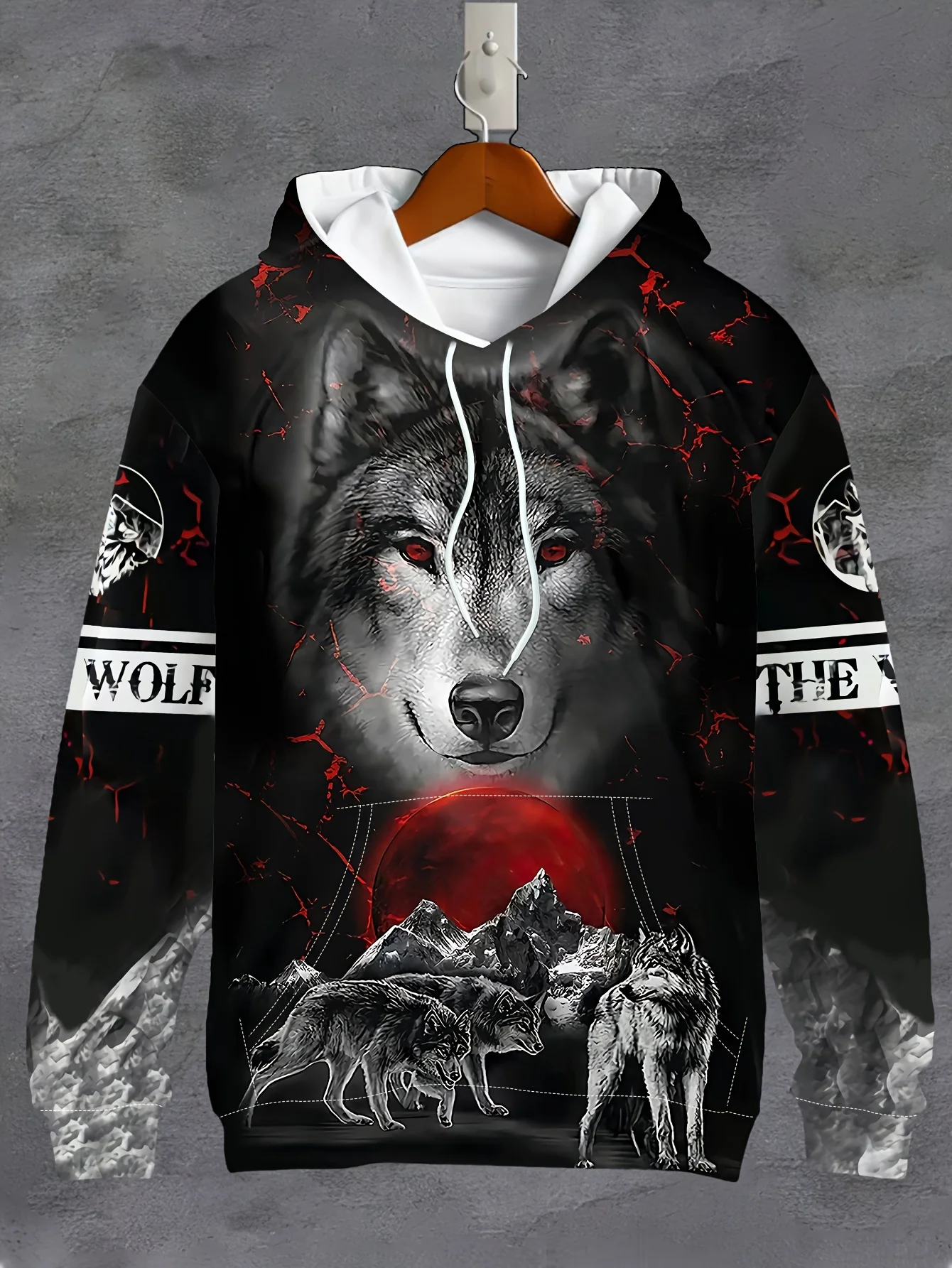 thumbnail image 1 of Sudadera con capucha para hombre, estampado 3D, sudadera Battle Wolf, ropa deportiva con cordón, camisetas de manga larga, jersey de calle, ropa para hombre, 1 of 5
