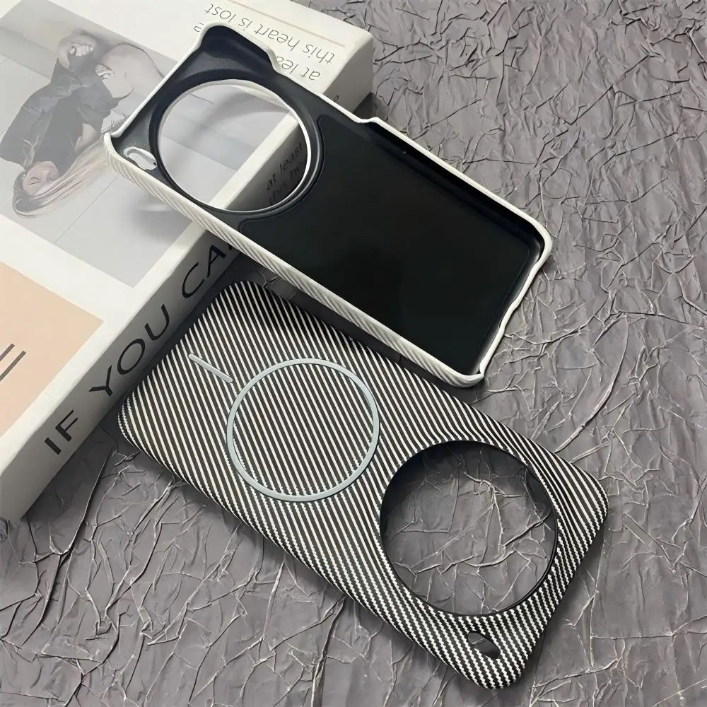 Carbon Fiber Kevlar Half Frame Magnetic Phone Case with Wireless Charging Compatibility