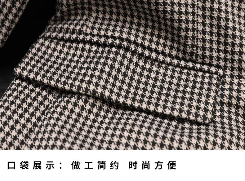 Plus-Size Herren Frühjahr neuer koreanischer Stil Slim-Fit trendige hübsche einreihige Hahnentritt-Anzugjacke – Detail 12