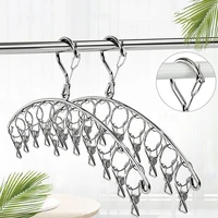 6-20Pegs Stainless Steel Clothes Drying Hanger Windproof Clothing Rack Clips Sock Laundry Airer Hanger Underwear Socks Holder 1
