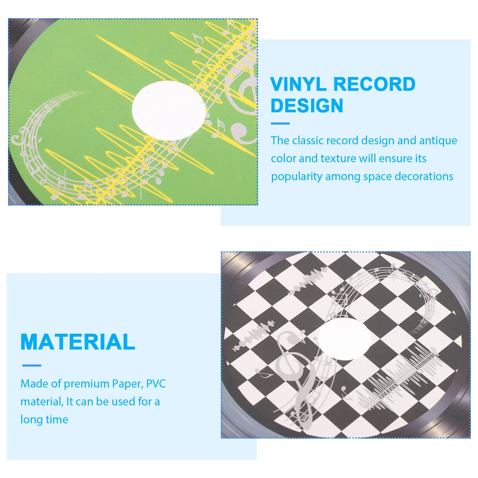 9Pcs 레트로 비닐 레코드 벽 장식 종이 PVC 블랙 클래식 레코드 장식 빈티지 파티 홈 월 아트에 적합