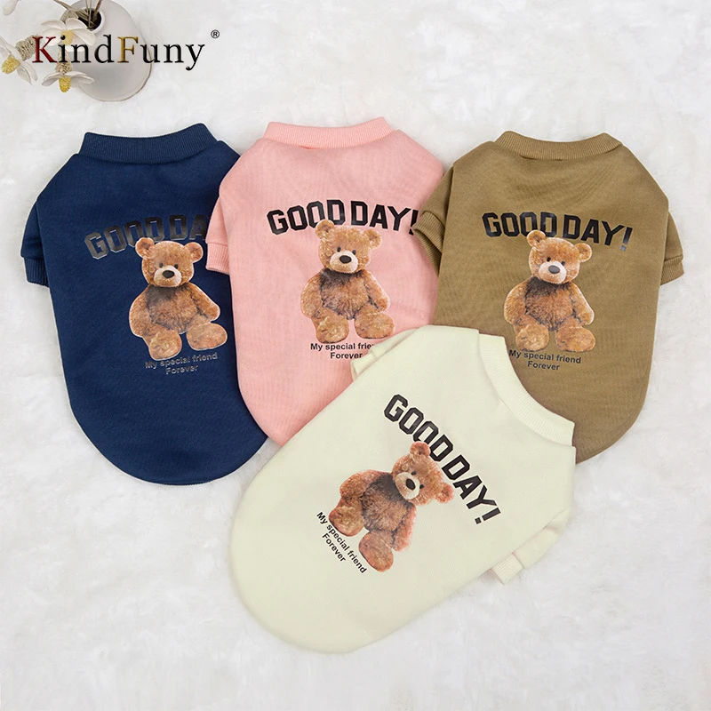 

KindFuny Dogs Winter Clothes Puppy Warm Sweatshirt Bear Pattern Pet Jacket for Small Medium Dog Cat Coats Chihuahua Costume