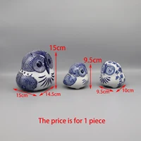 Decorative ceramic owl, blue and white ceramics 2